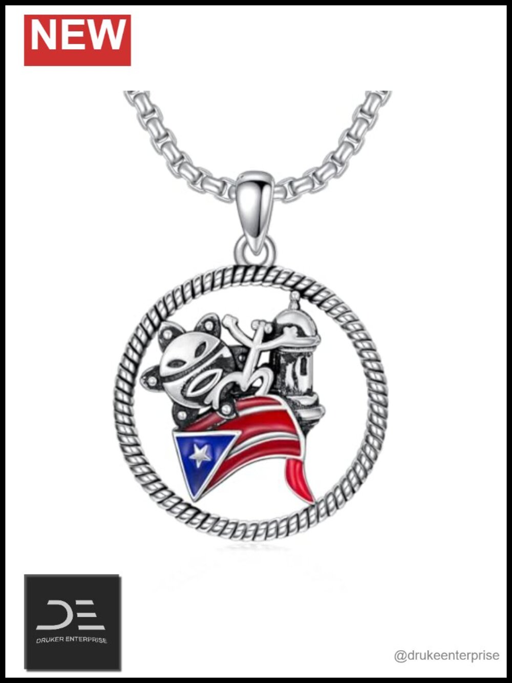 925 Sterling Silver Puerto Rico Map Pendant Necklace, Coqui Frog Charm, Gift